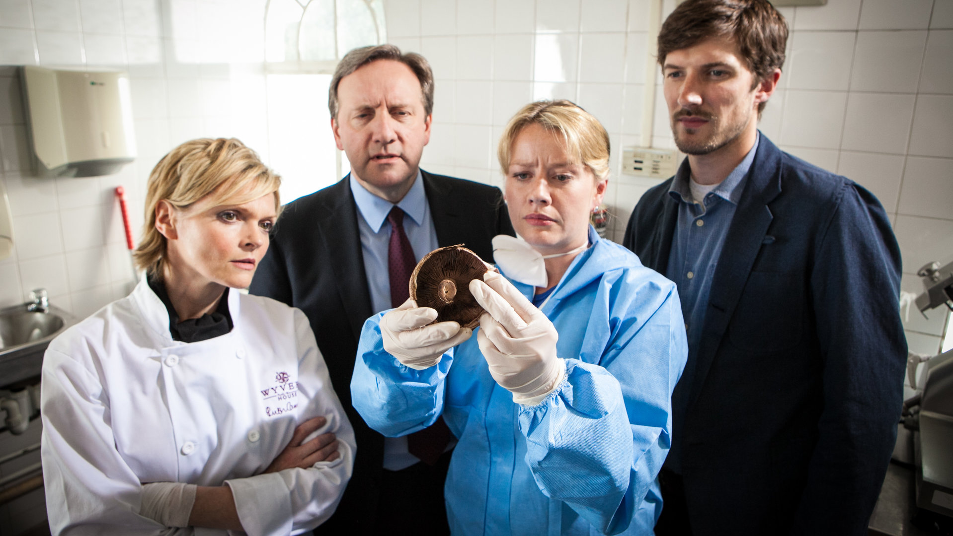"Inspector Barnaby - Der Trüffelschwein-Mörder": Ruth Cameron (Charon Small), DCI John Barnaby (Neil Dudgeon), Dr. Kate Wilding ( Tamzin Malleson), DS Charlie Nelson (Gwilym Lee).