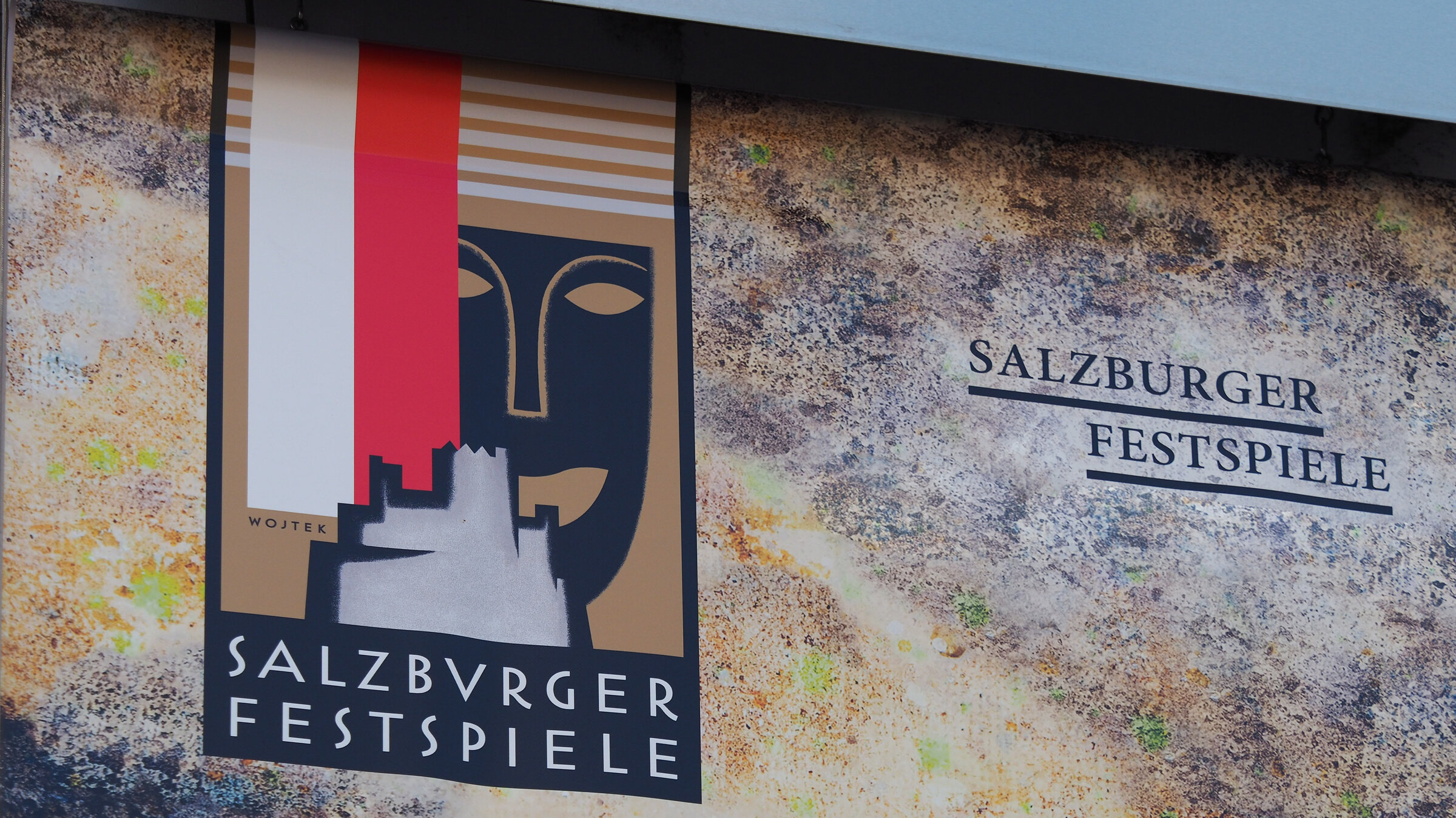 "Eröffnung der Salzburger Festspiele 2024": Salzburger Festspiele Logo, Plakat.