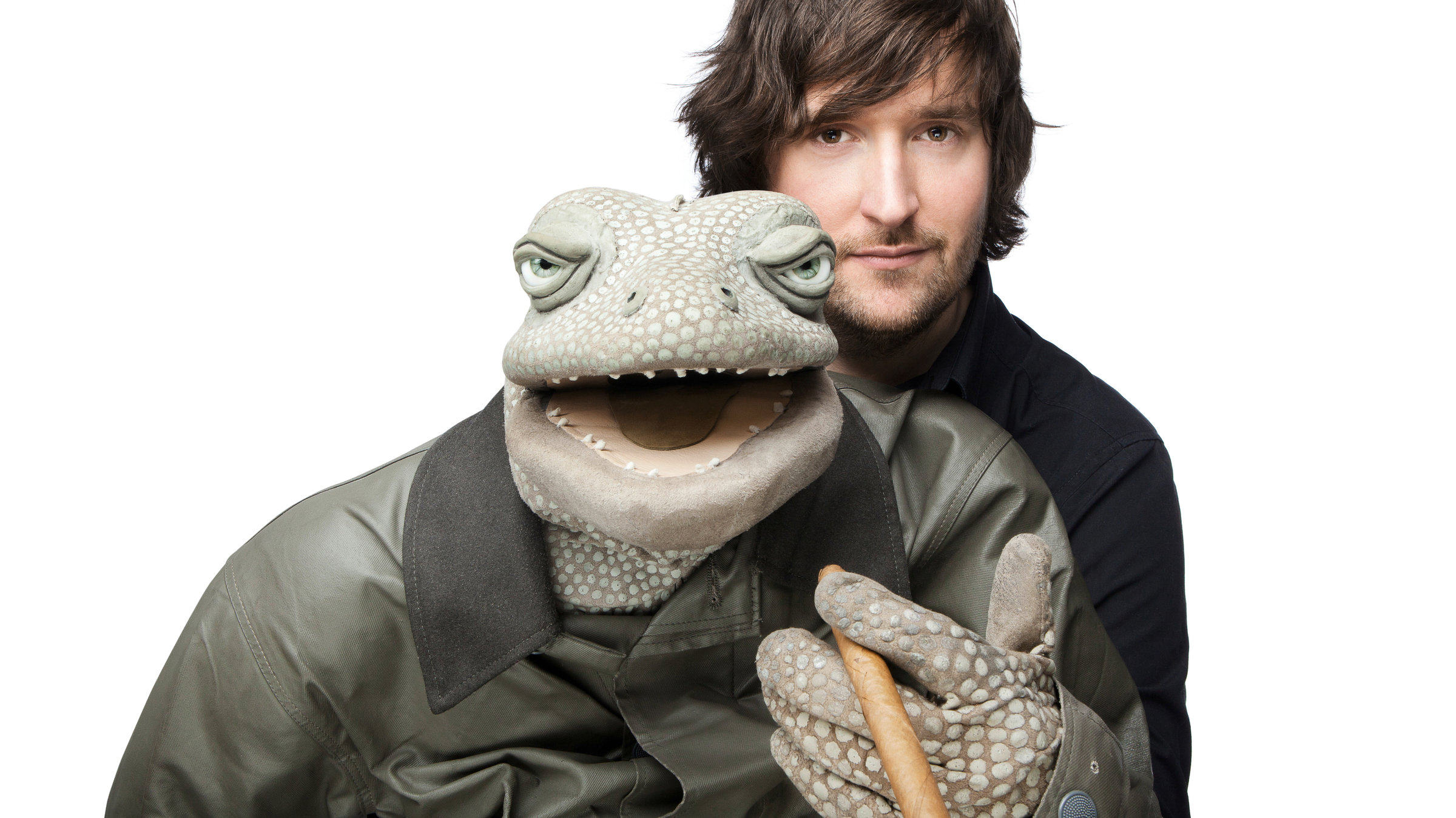 "Die Echse auf Achse - In der Butlerschule": Michael Hatzius mit der Echse.