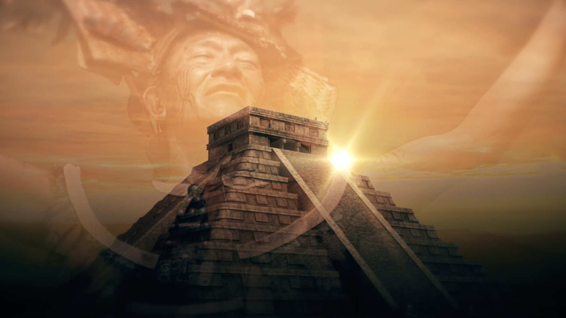 "Terra X: Söhne der Sonne - Die Maya": Computeranimation einer Maya-Pyramide.