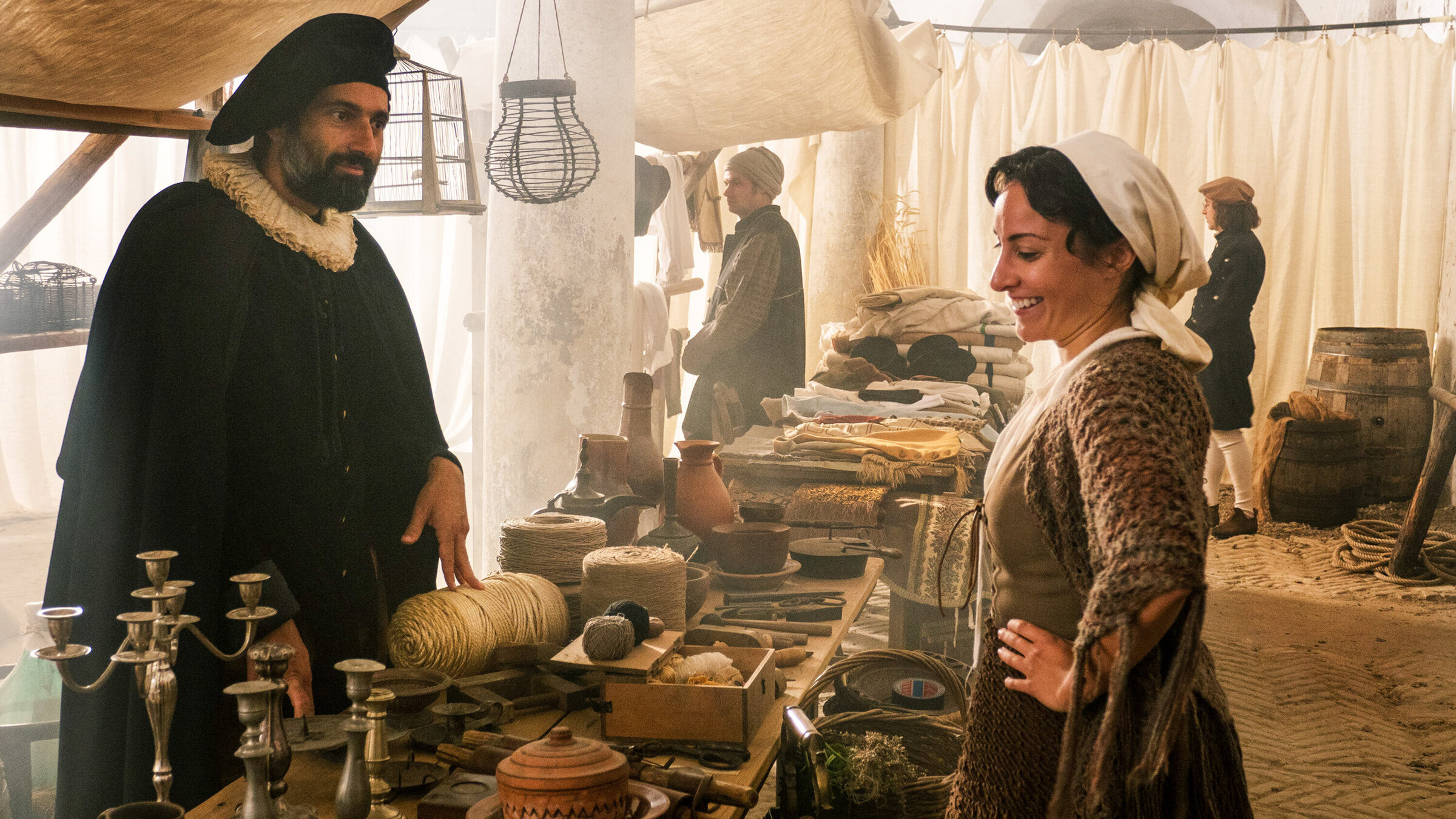"Venedig und das Ghetto": Spielszene Marktstand im "Ghetto Nuovo".