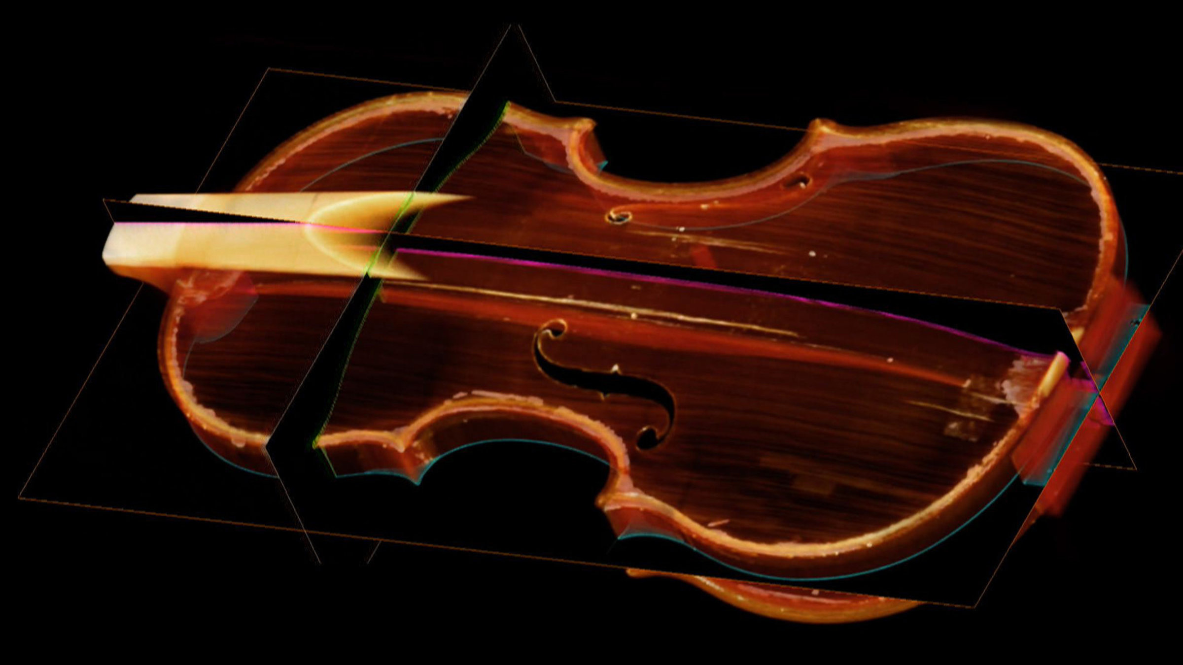 "Jakob Stainer - Ketzer und Genie" - Die Geigen werden in einem Computertomographen gescannt . Ergebnis ist ein exakter dreidimensionaler Blick durch die Geige, an dem Fachleute jedes Detail im Inneren des Instruments erkennen können.