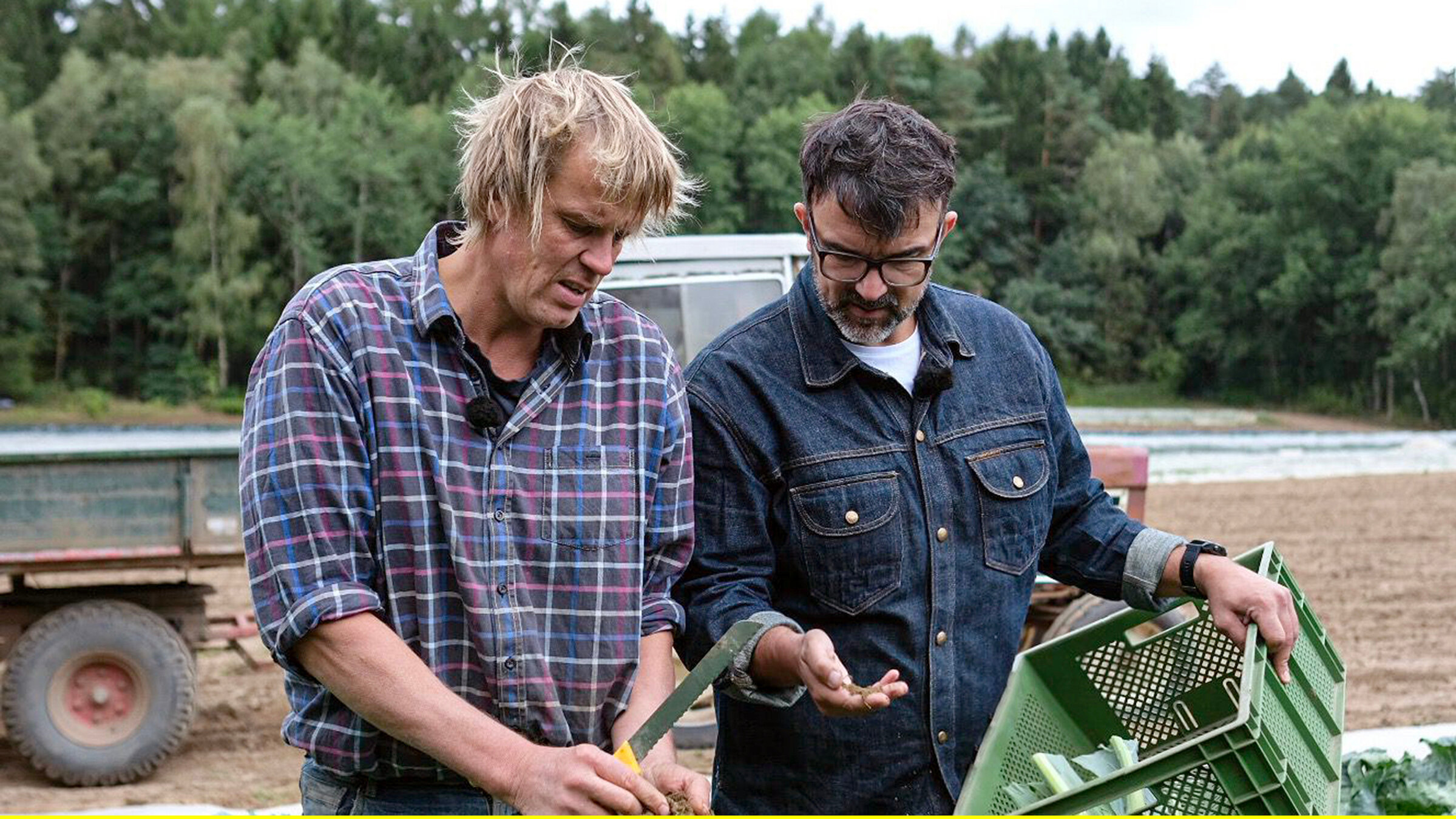 "Iss besser! - Tariks wilde Küche - Ackerglück in Niedersachsen": Bio-Landwirt Uli Overmeyer nimnmt Tarik mit zur Blumenkohlernte.