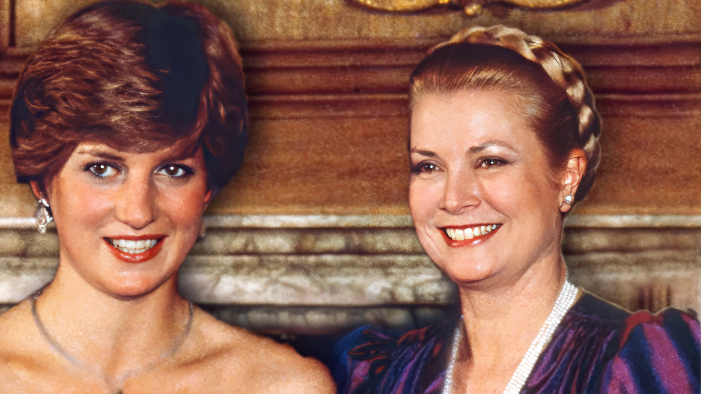 "ZDFroyal: Lady Diana und Grace Kelly - Zwei Leben, ein Schicksal": Lady Di und Grace Kelly stehen nebeneinander und lächeln in die Kamera.