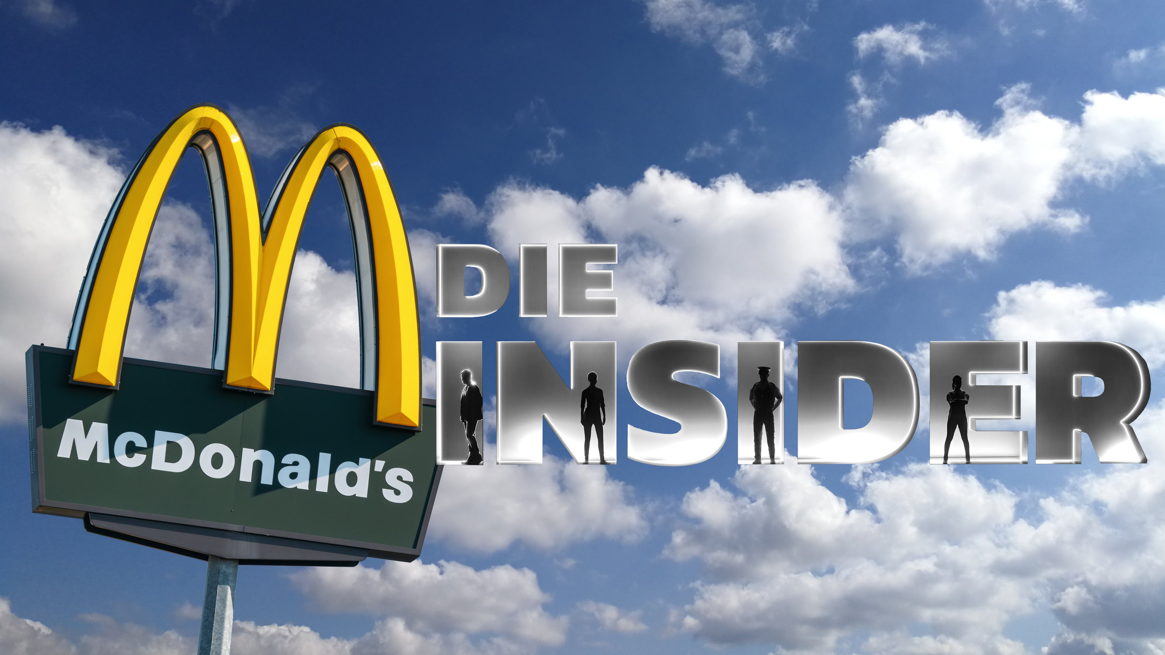 "ZDFzeit: McDonald´s: Die Insider - Die Tricks des Fast-Food-Riesen": Titelgrafik mit McDonald's-Logo vor Wolkenhimmel.