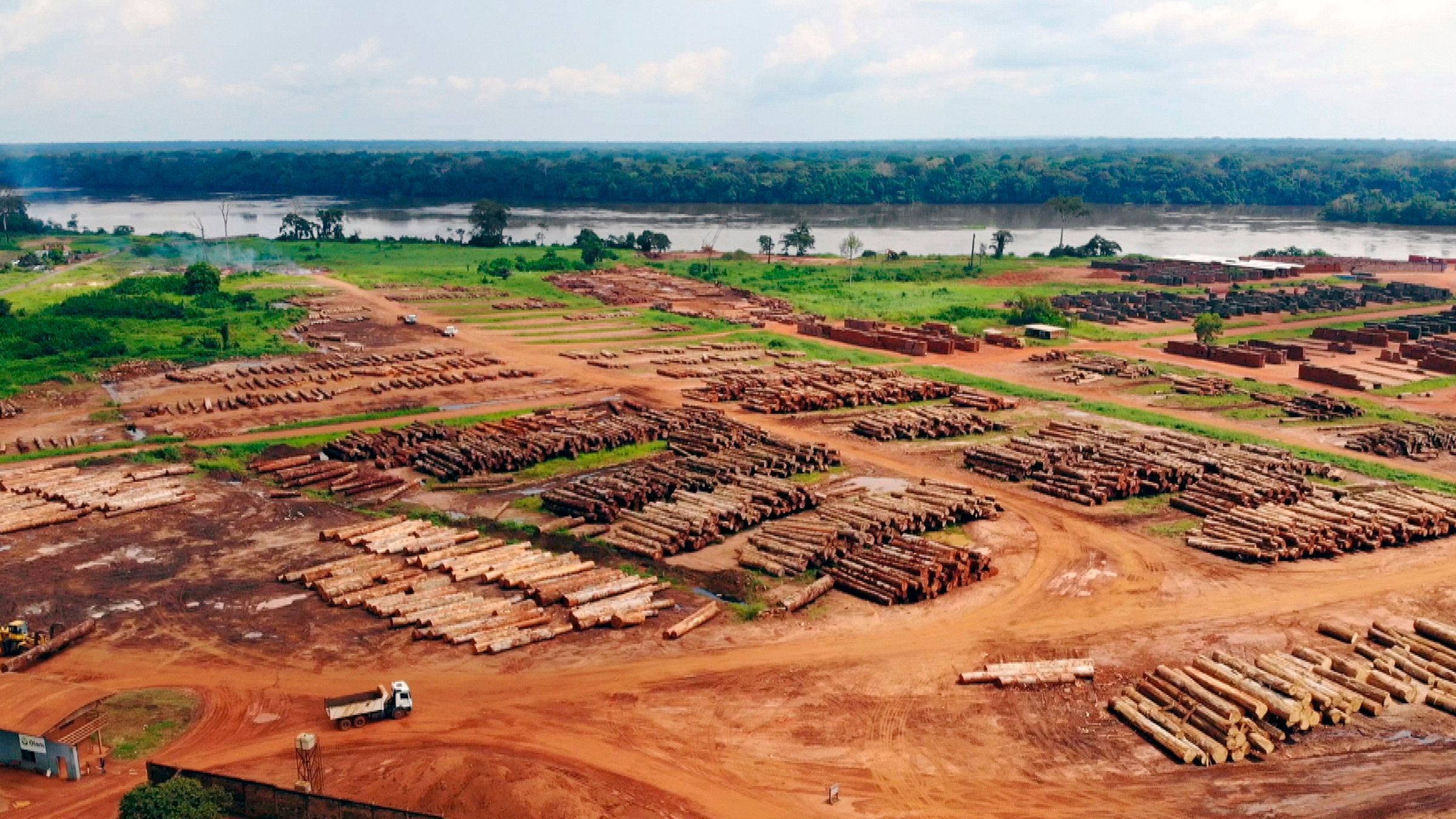 "Die Ausbeutung der Urwälder": Olam-Gelände: Urwaldabholzung bei Pokola im Norden der Republik Kongo.