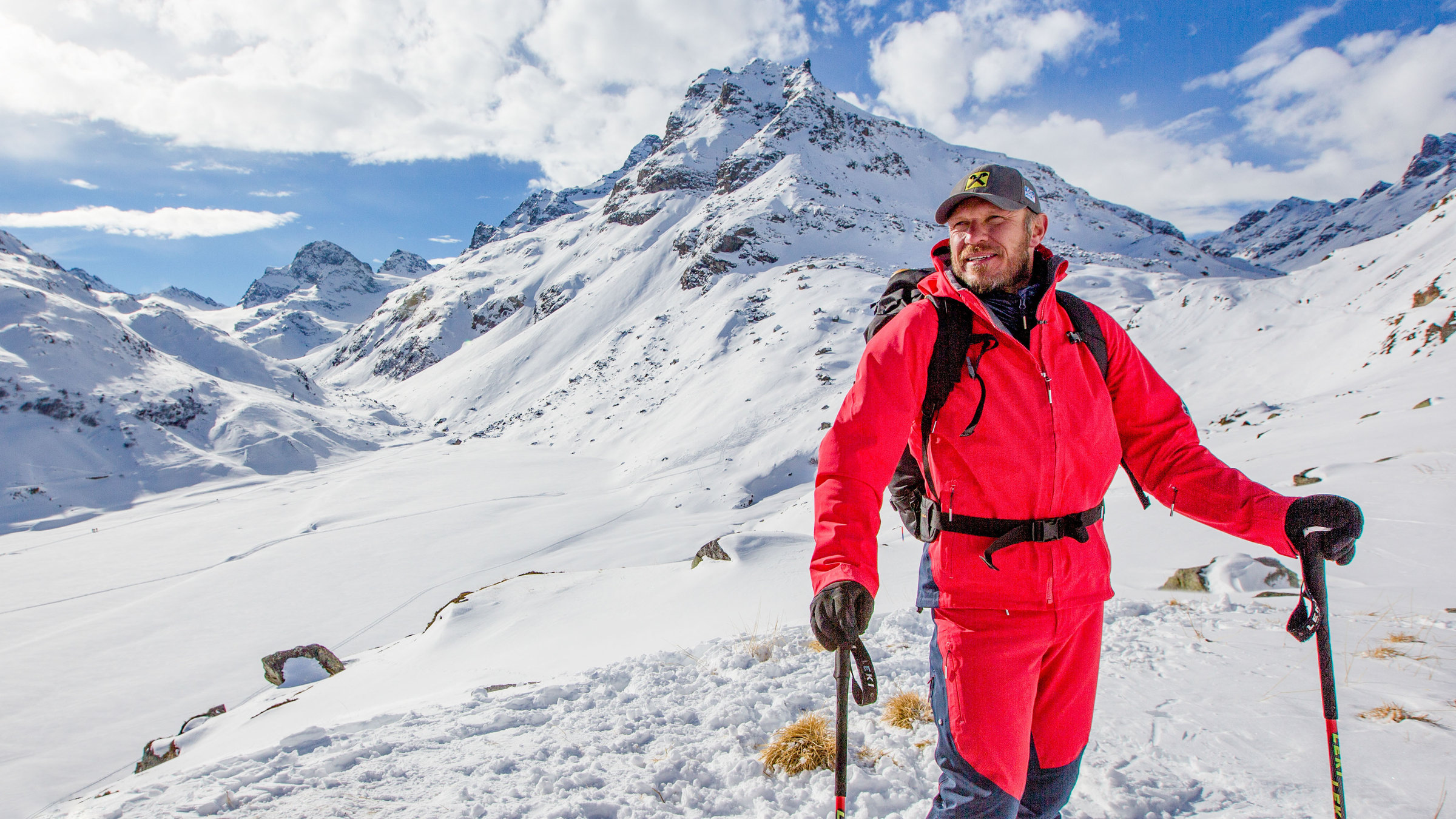 "Das Montafon mit Hermann Maier": Hermann Maier mit Piz Buin im Hintergrund