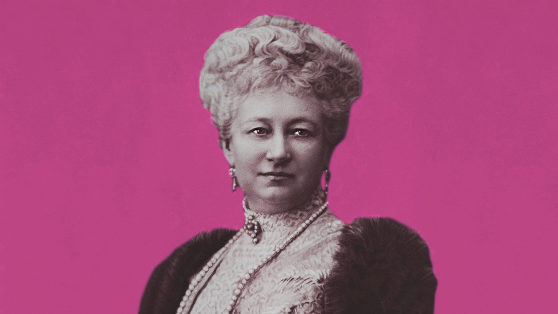 "ZDF-History: Auguste Victoria – Deutschlands letzte Kaiserin": Porträt der Kaiserin Auguste Victoria vor pinkfarbenem Hintergrund.