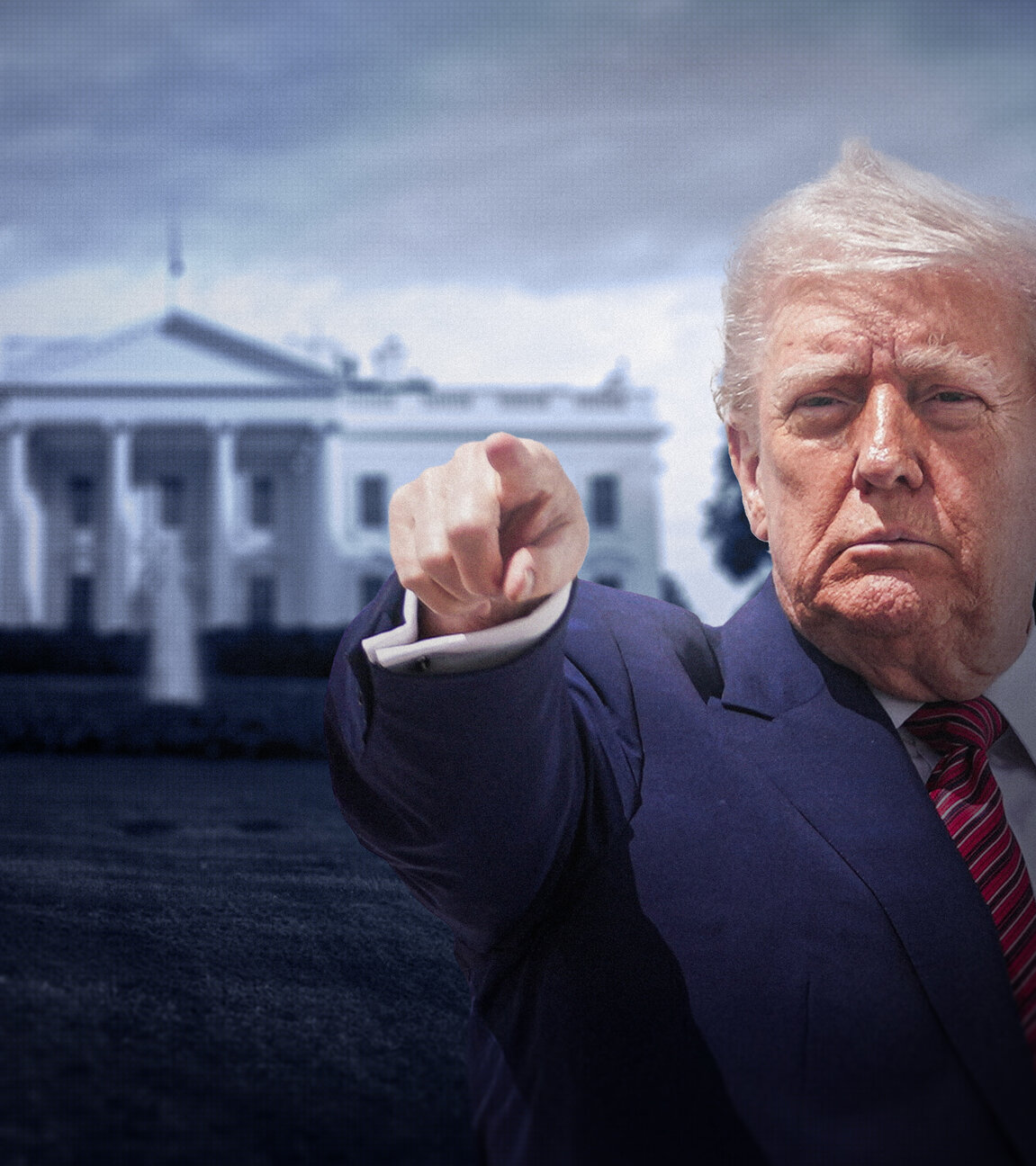 "USA extrem: Ein Jahr Donald Trump": Eine Collage, auf der im Vordergrund Donald Trump zu sehen ist und dahinter das Weiße Haus.