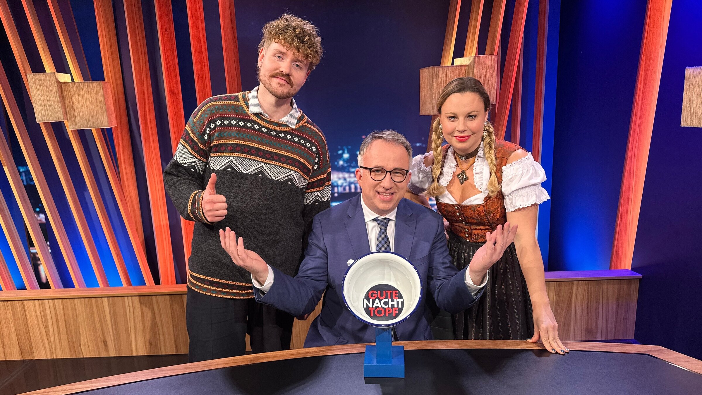 "Gute Nacht Österreich - Der Gute-Nacht-Topf": Benedikt Mitmannsgruber, Peter Klien, Katharina Straßer.