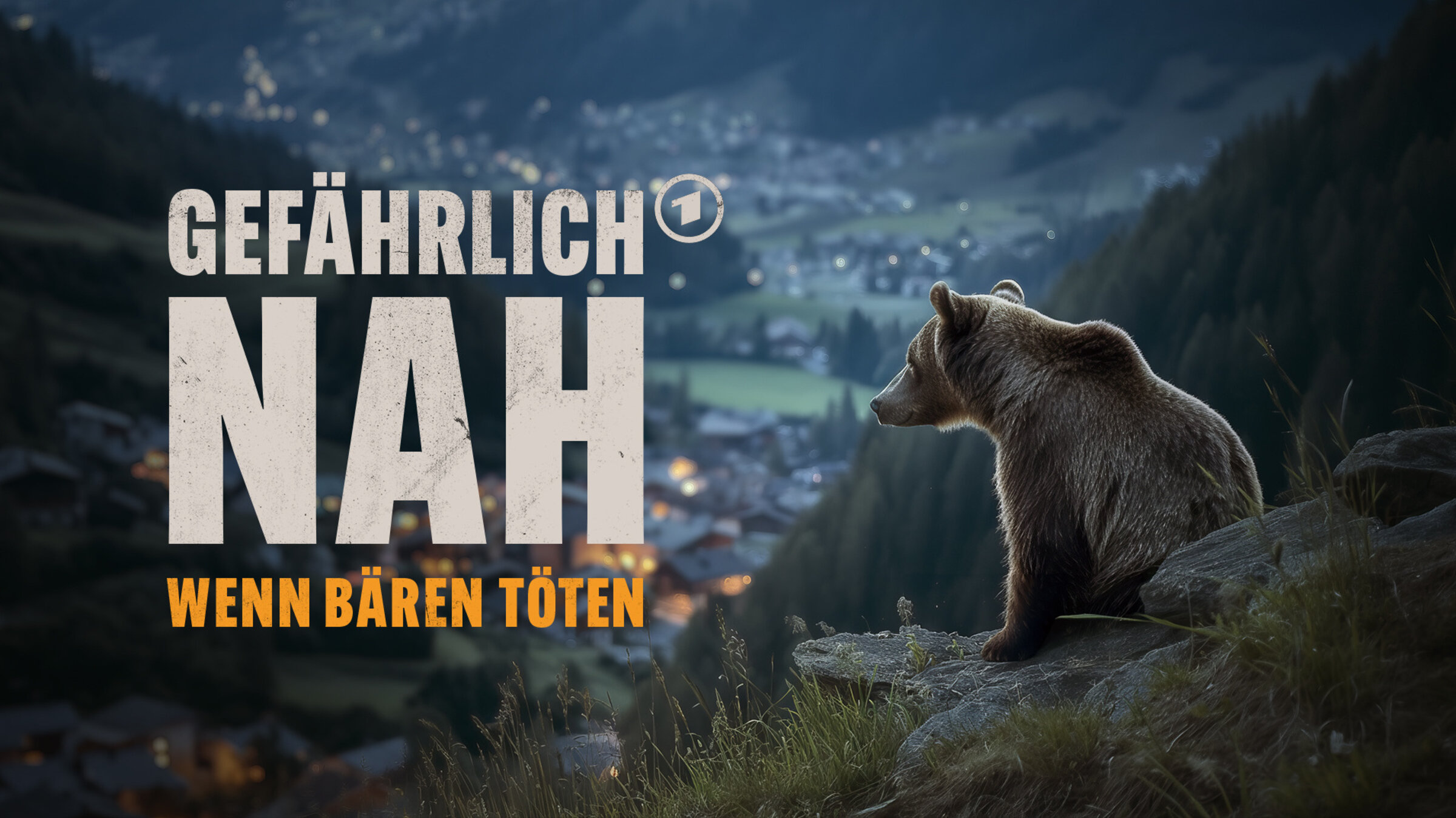 "Gefährlich nah - Wenn Bären töten": Key Visual/Cover Einzelstück mit Typo zu "Gefährlich nah - Wenn Bären töten". Im April 2023 wird ein 26-jähriger Jogger im Trentino von einem Bären getötet. Das tragische Ereignis lässt den seit Jahren schwelenden Streit zwischen Tierschützern und Einheimischen eskalieren. Der Dokumentarfilm geht dem Konflikt auf den Grund und zeigt eindrucksvolle Aufnahmen der Bären im Alpenraum.