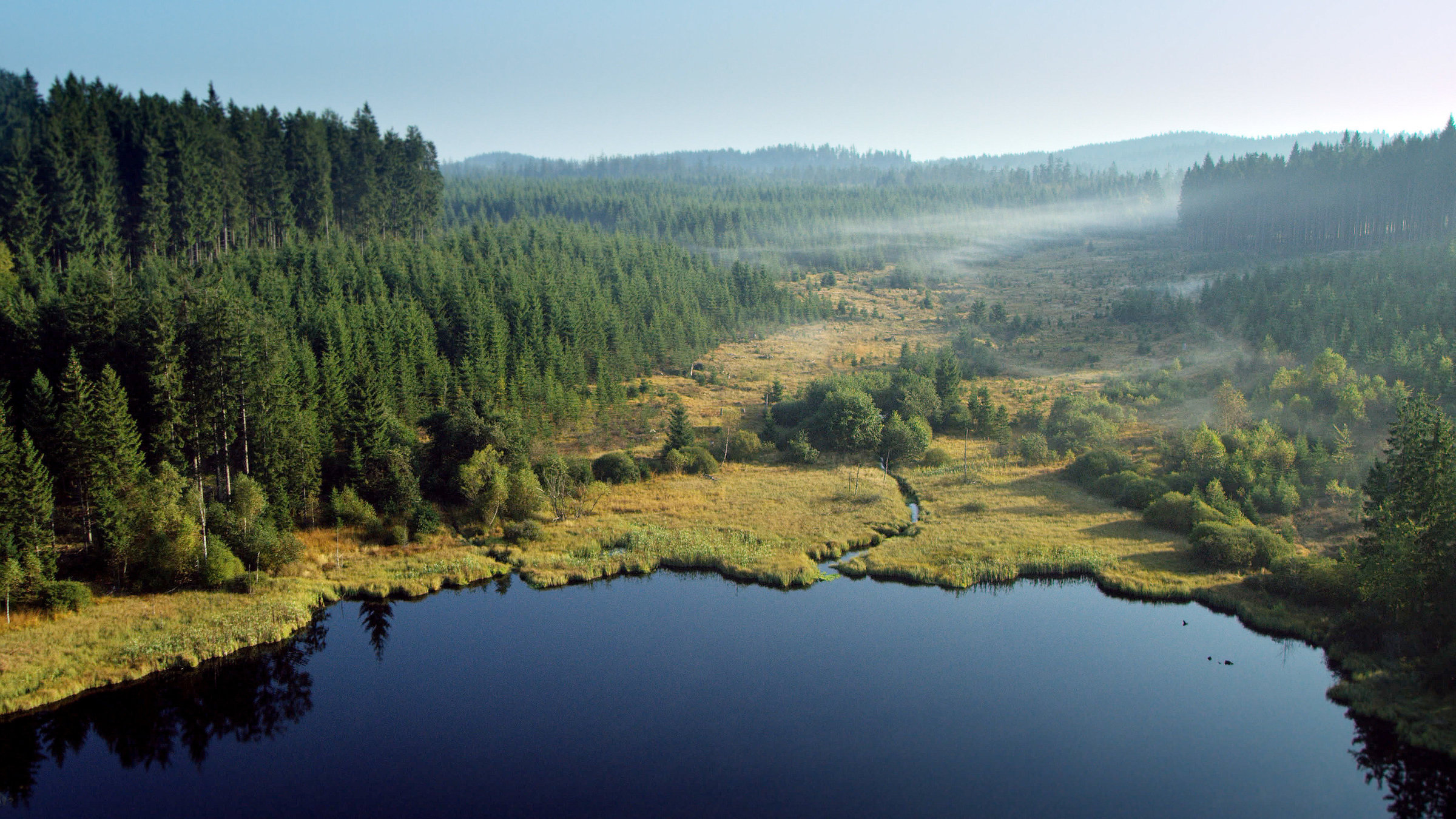 "Über Österreich - Die zweite Erkundung: Der Norden" - Der Rubner Teich südöstlich Liebenau von oben
