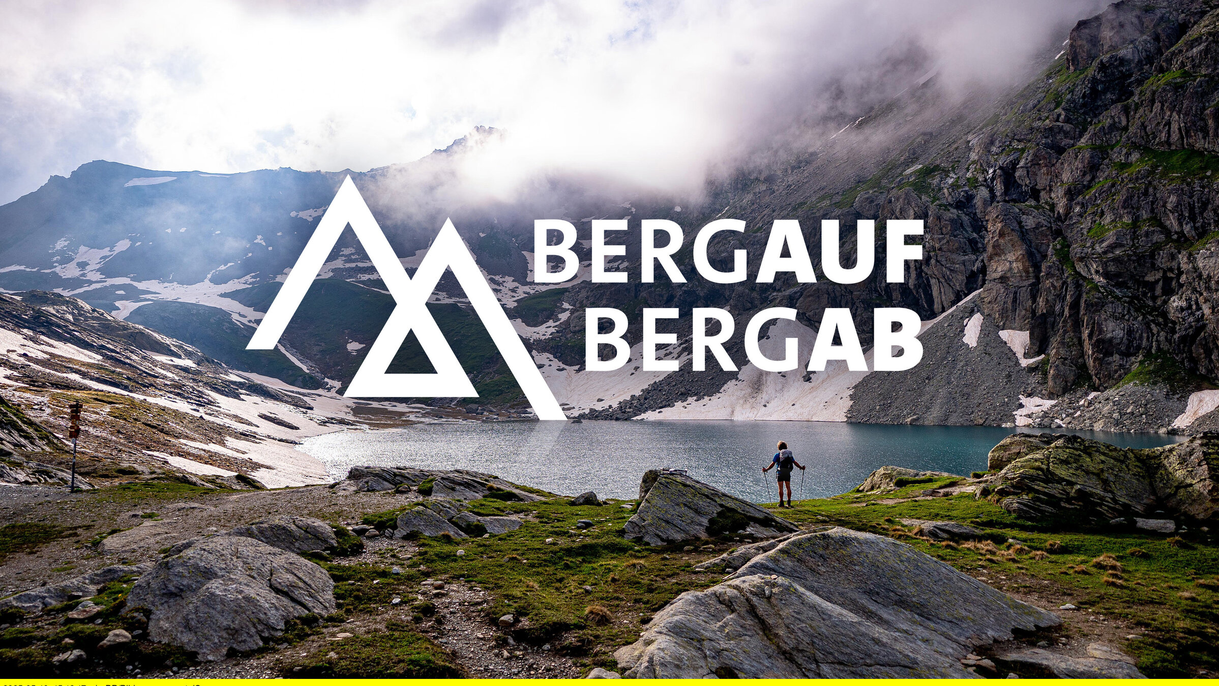 "Bergauf-Bergab": Key Visual/Cover Sendereihenbild mit Typo zu "Bergauf-Bergab - Das Magazin für Bergsteiger".
