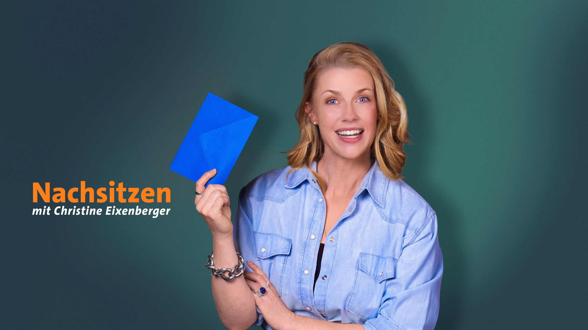 "Nachsitzen mit Christine Eixenberger": Key Visual/Cover Sendereihenbild zu "Nachsitzen". Christine Eixenberger.