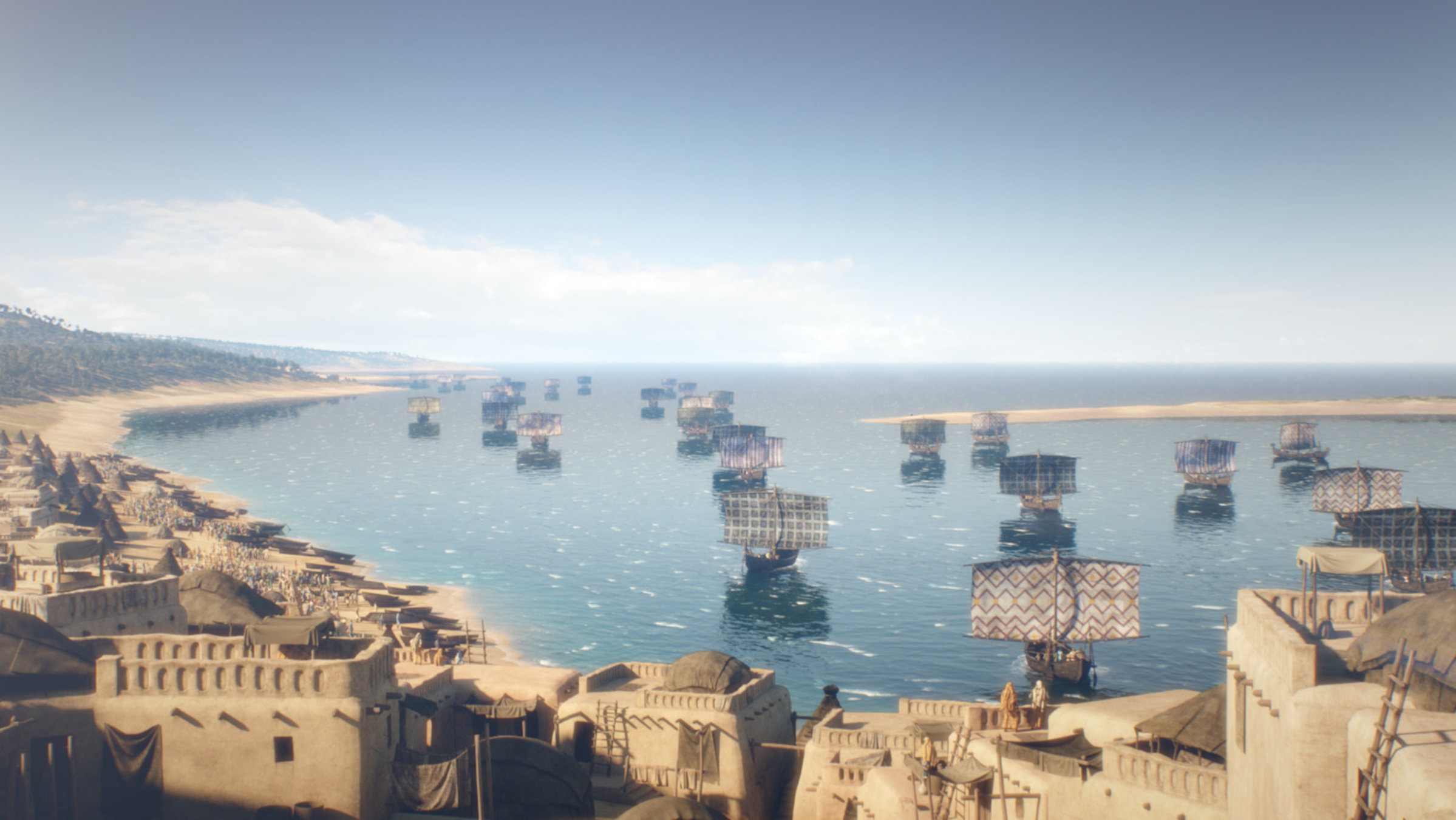 "Terra X - Kolumbus und die wahren Entdecker Amerikas": Computergrafik: Die Flotte von Abubakari II. verlässt den Hafen in Mali.