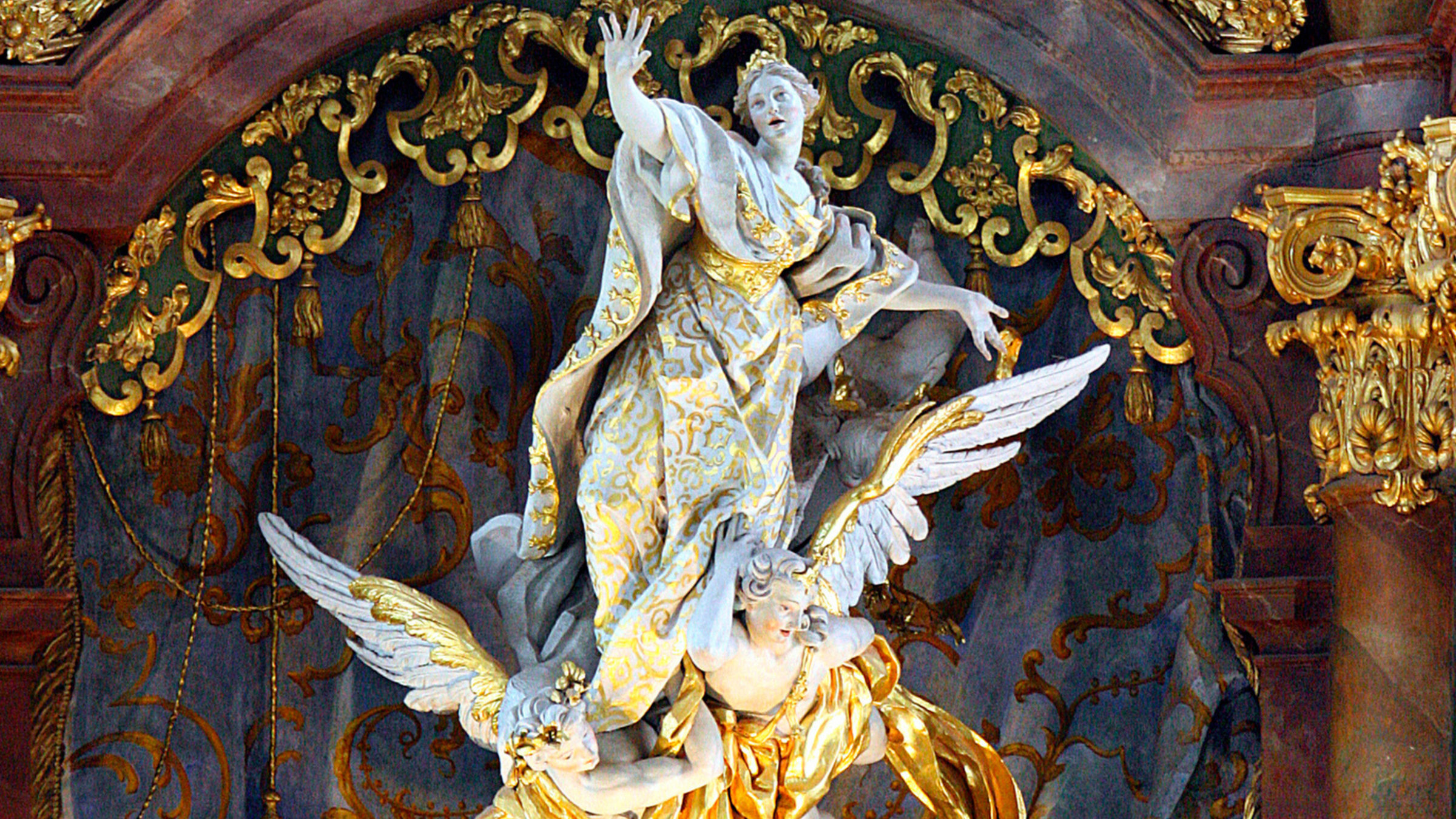 "Weihnachtssingen in der Klosterkirche Rohr": Der Hochaltar von Egid Quirin Asam im Kloster Rohr.