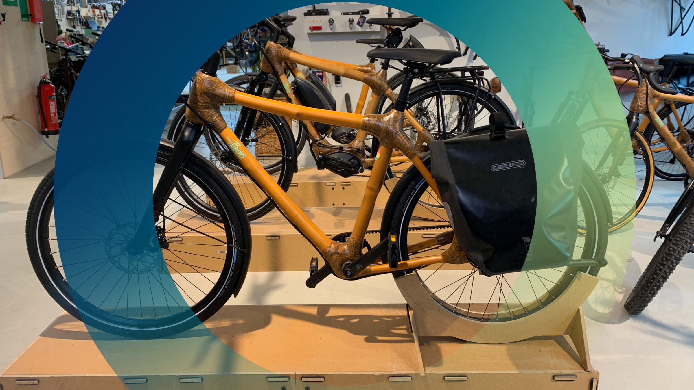 "planet e.: Die Schattenseiten unserer Fahrräder - Wo hakt es bei Klimabilanz und Lieferketten?": Fahrräder aus Bambus stehen hintereinander in einem Raum.