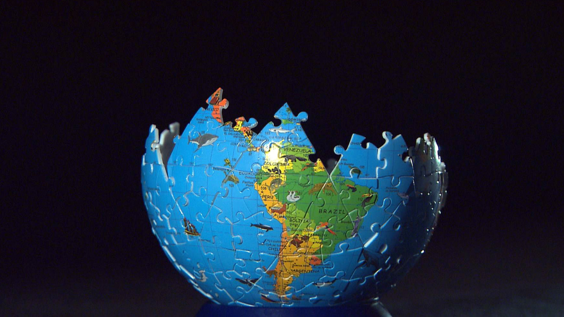 "Illusion des Wissens": Halb-fertiggestellter Globus aus Puzzle-Teilen