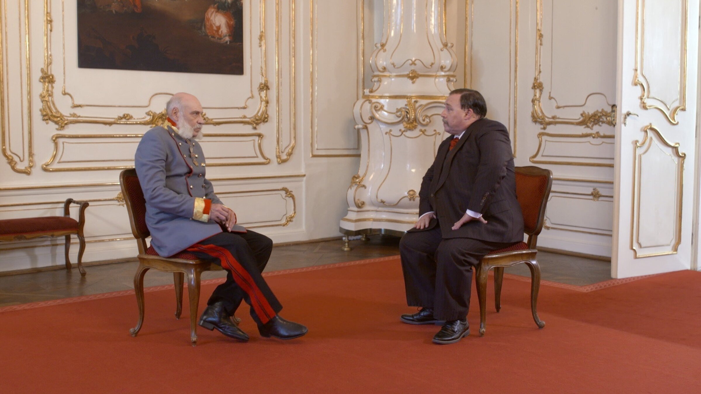 "Habsburg und der American Dream": Nachgestellte Szene: Theodore Roosevelt bei einer Audienz bei Kaiser Franz Joseph.