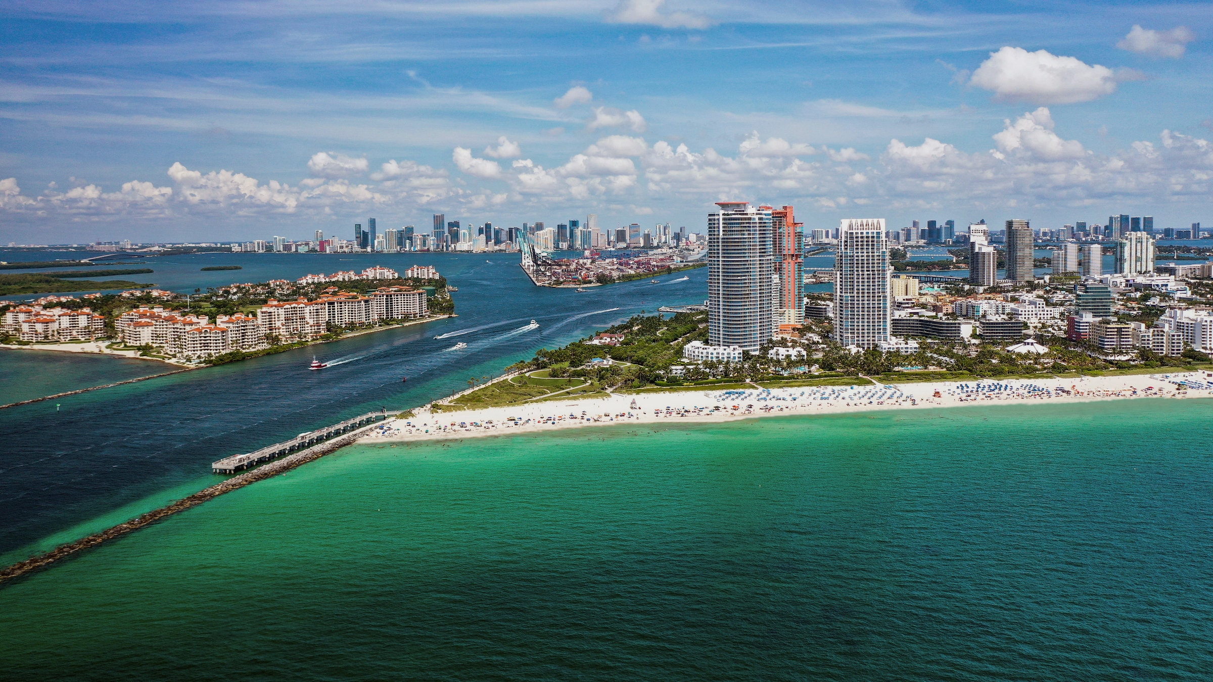 "Welcome to Miami": Luftaufnahme von South Beach, einem Stadtviertel in Miami Beach.
