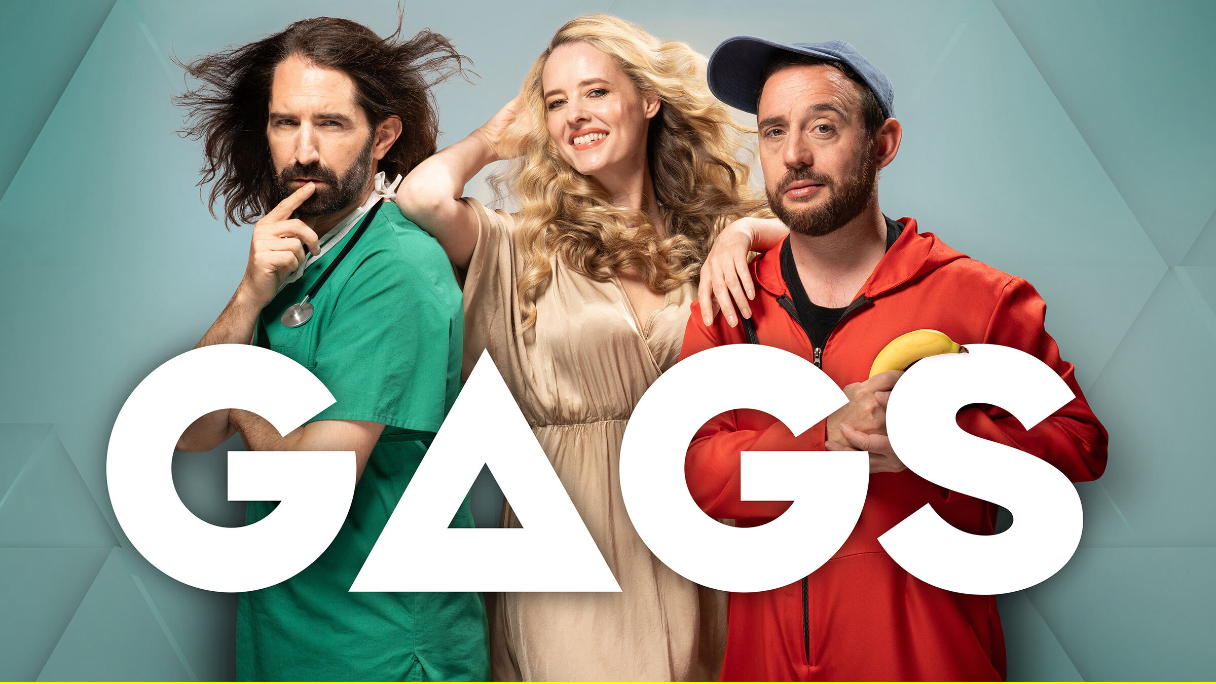 "Gags - Comedy Deluxe": Das Keyvisual zur Comedy-Show "Gags – Comedy Deluxe" mit Schriftzug GAGS.