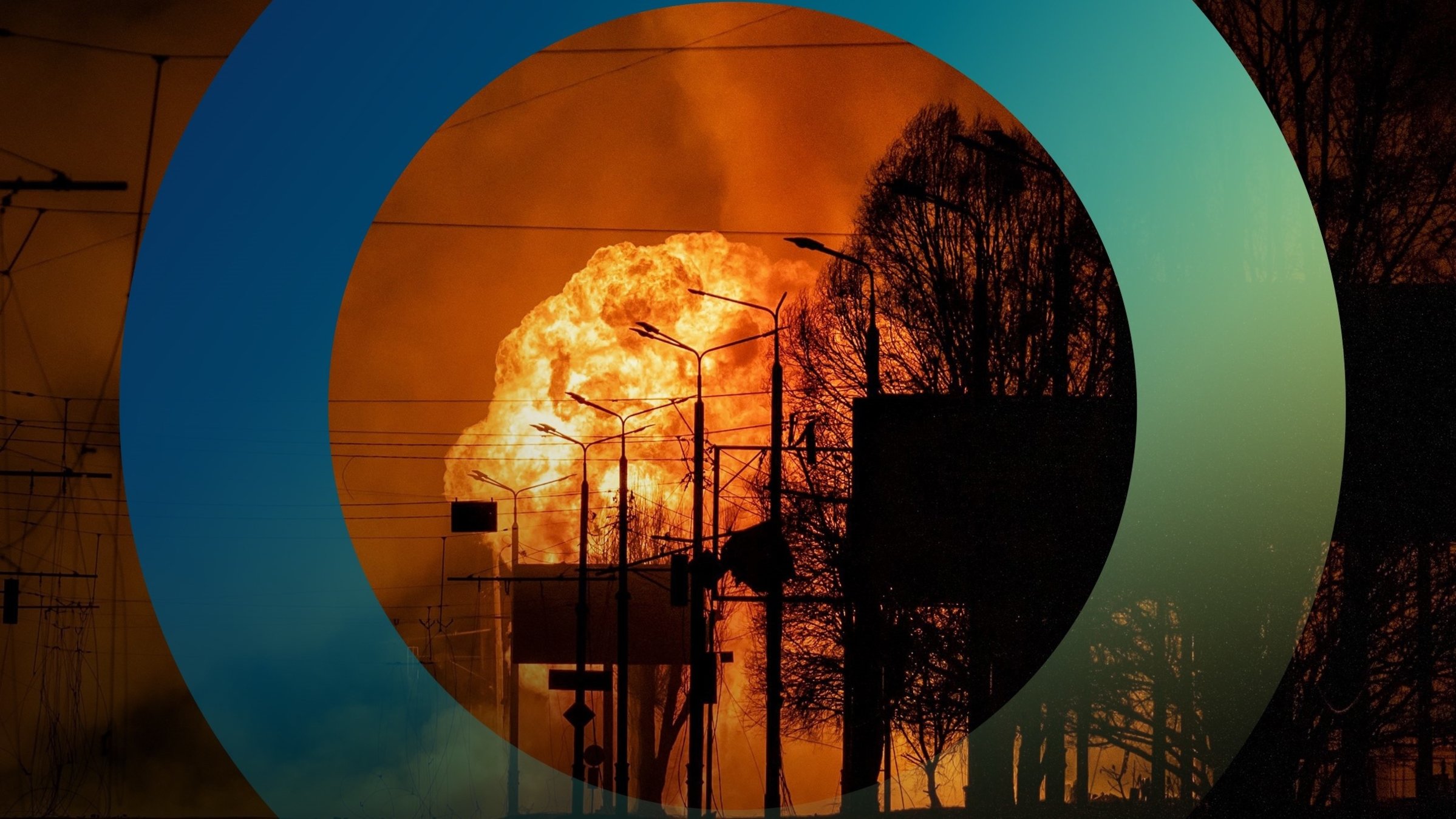 "planet e.: Umwelt unter Beschuss - Wie der Krieg die Ukraine zerstört“: Explosion einer Tankstelle nach russischen Angriffen in der Stadt Charkiw.