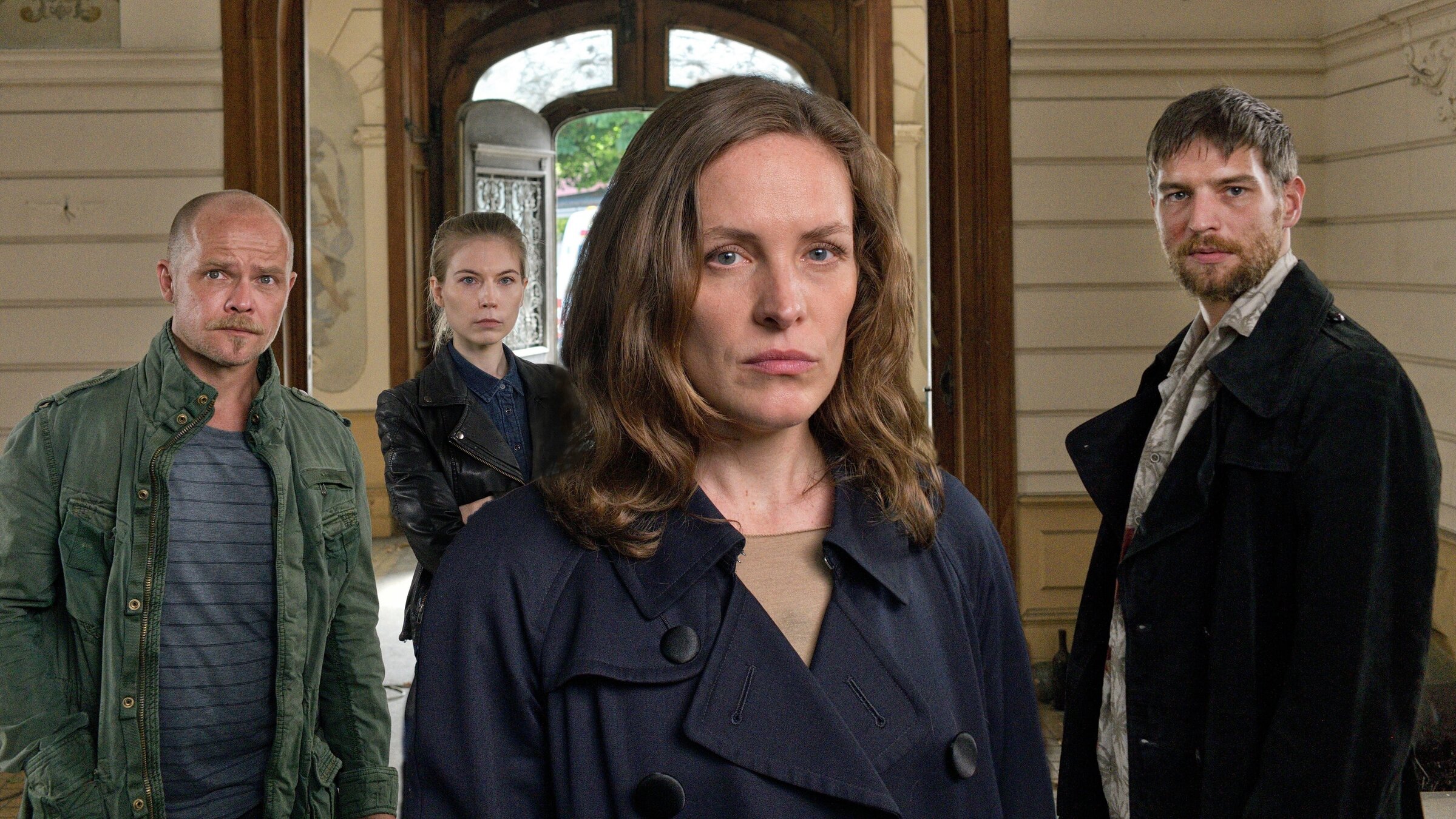 "Die Toten vom Bodensee - Der Wegspuk": (v.li.): Matthias Koeberlin (Micha Oberländer), Nora Waldstätten (Hannah Zeiler), Katharina Lorenz (Mia Burgstaller), Robert Finster (Jakob Stocking).